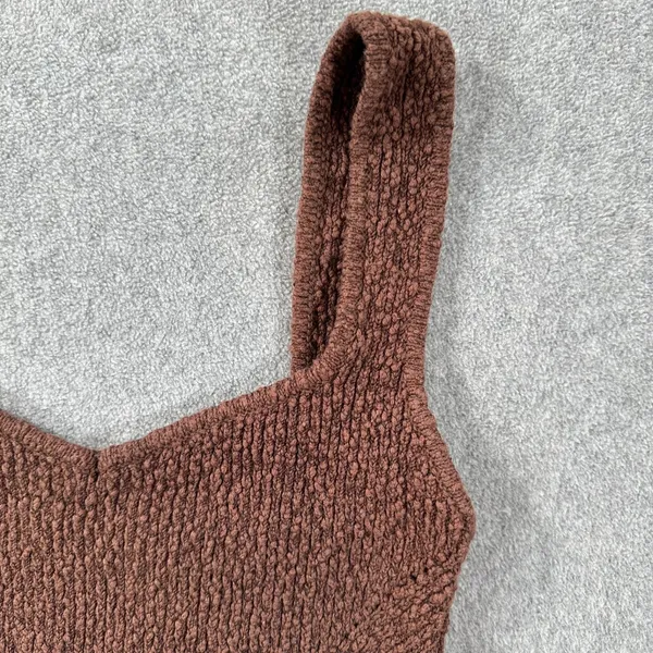 By Together Brown V-Neck Cropped Tank Top Size Small Textured Knobby Sleeveless - Image 2