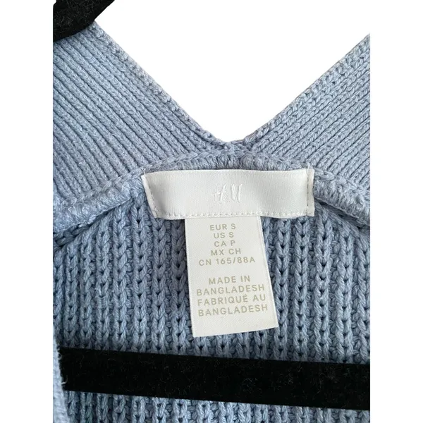 H&M Boxy Drop Shoulder Knit Cardigan Sweater Blue Size Small - Image 4