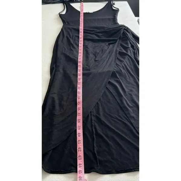 Reformation Black Wrap Midi Dress Tie Waist Sustainable Lyocell Stretch Size S - Image 11