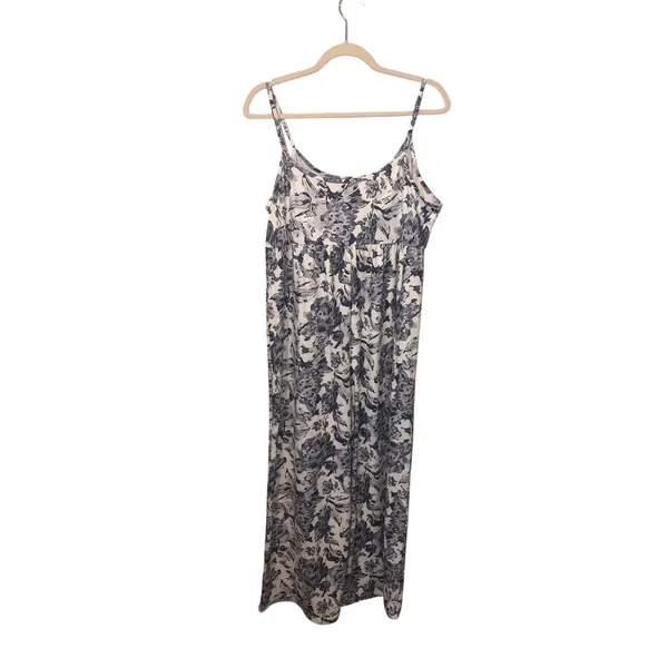 Jumpsuit Gray Floral Size XL Romper Adjustable Straps Summer Beach Vacation - Image 4