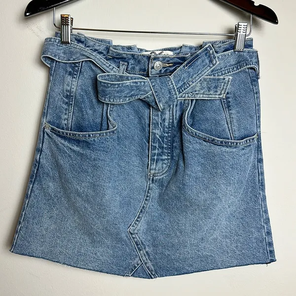 We‎ The Free East of Eden Paper Bag Denim Belted Skirt - Image 4