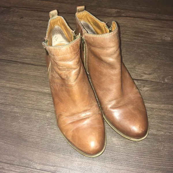 Lucky Brand Basel double zipper soft leather brown booties - Image 3