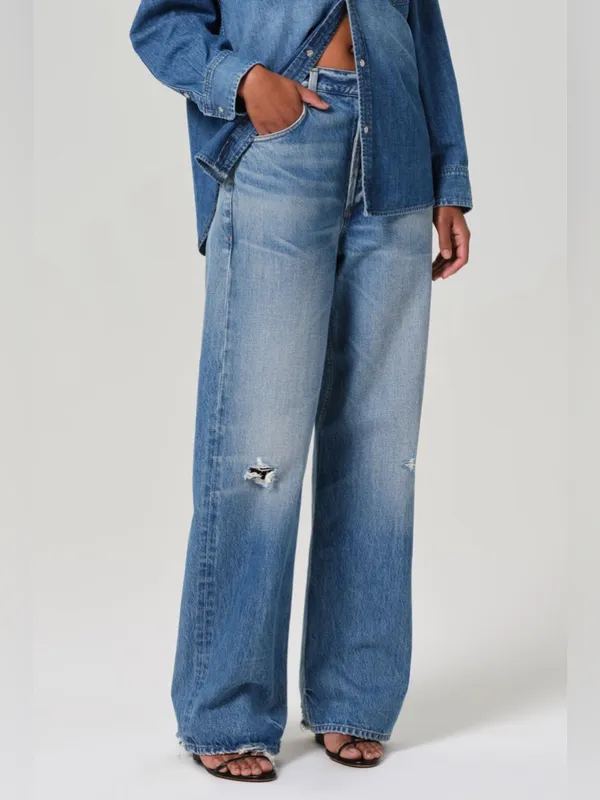 NEW Citizens of Humanity Ayla Baggy Jeans Solano Wash‎ Distressed Womens Size 24 - Image 2