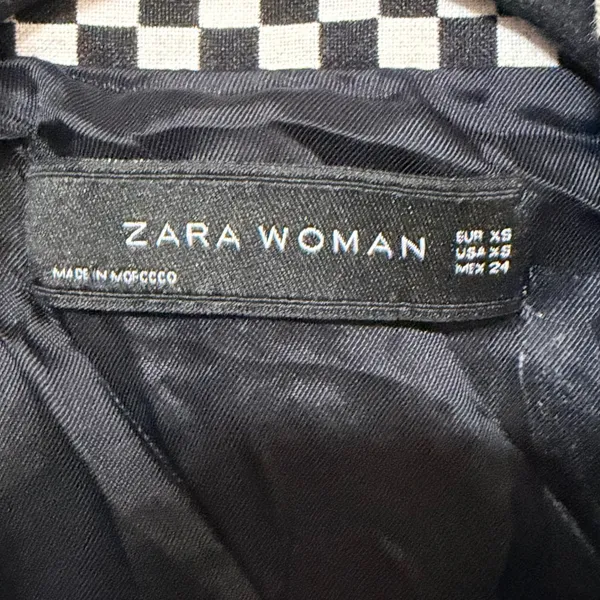 Zara Woman Black White Checkered Cropped Double Breasted Blazer XS - Image 7