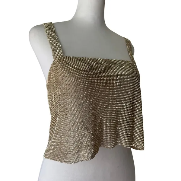 NWT Superdown Mackenzie Rhinestone Chainmail Sleeveless Adjustable Crop Top - Image 7