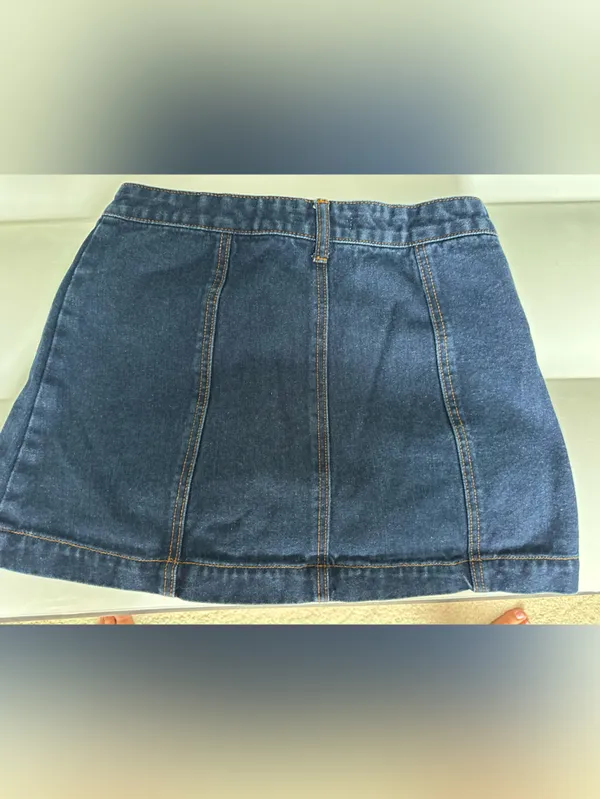 Vintage Y2K Forever 21 Los Angeles Dark Denim Zip-Front A-Line Mini Skirt sz 27 - Image 6