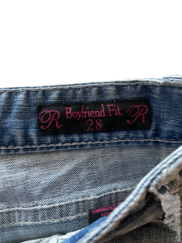 Rock & Roll Cowgirl Y2K Boyfriend Fit Cropped Jeans Blue Size 28 Summer Coastal - Image 4