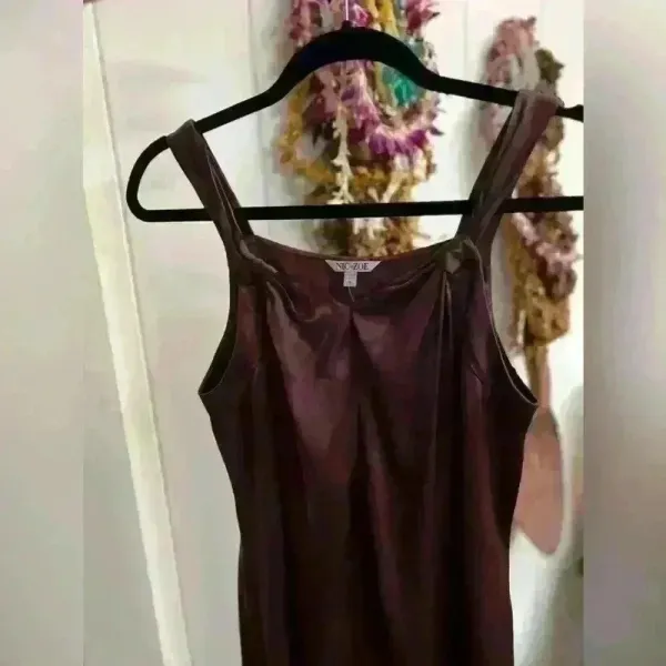 Nic +‎ Zoe Elevated Satin Slip Midi Dress Brown Mocha NEW $168 Sexy Modern - Image 3