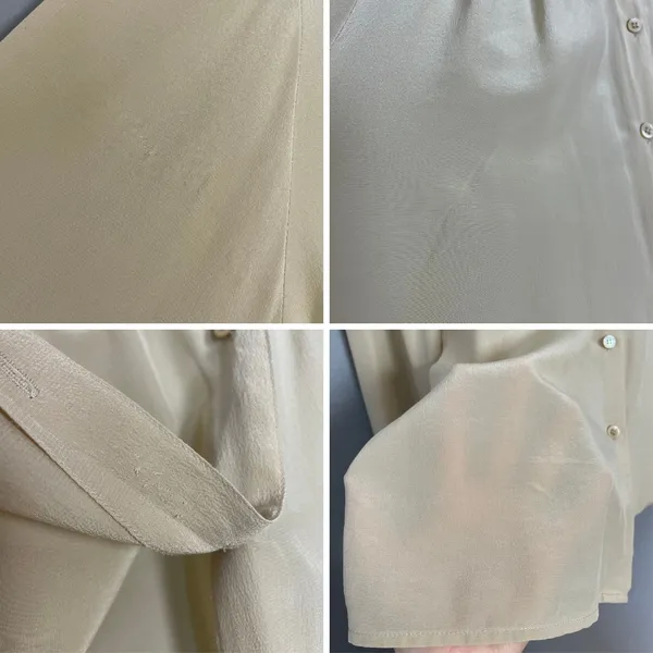 Vintage Nordstrom Silk‎ Blouse Cream Women Button-Up Long Sleeve Top Hong Kong - Image 15
