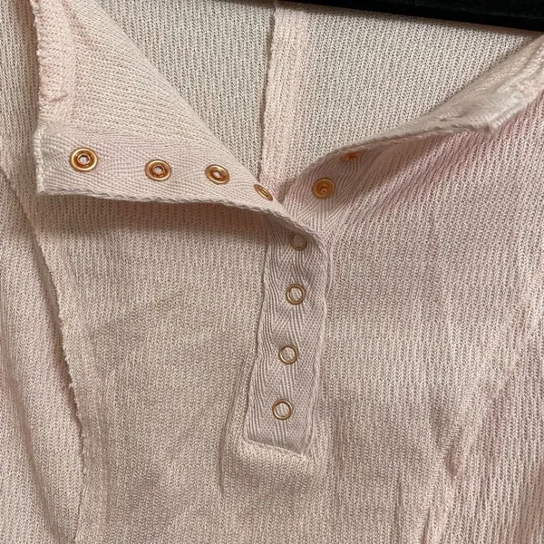 Free People Pink Nectar Sloane Henley Long Sleeve Bodysuit, XS - Image 3