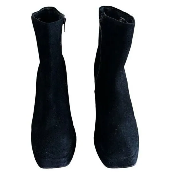 STEVE MADDEN Treasure Black Suede Platform Square Toe &  Heel Booties Size 9.5 - Image 5