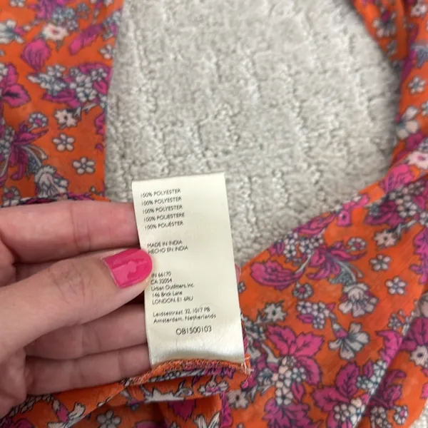 NEW NWT Free People nina printed top in tulip ditsy orange floral bell sleeve - Image 9