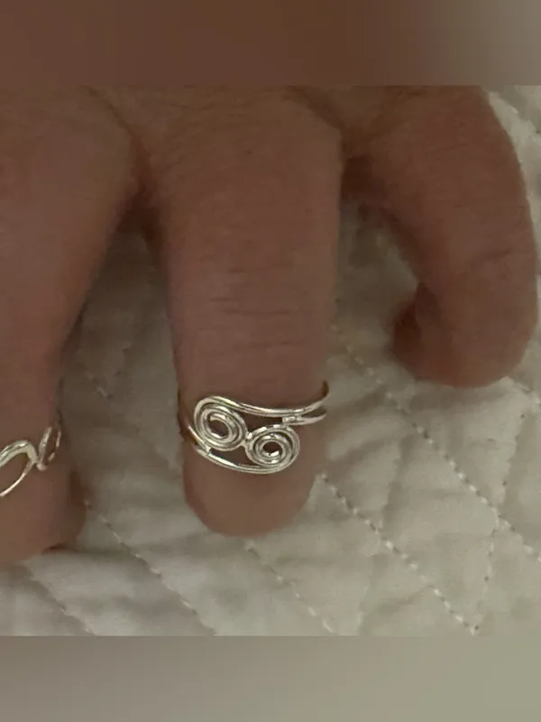 Sterling Silver Open Heart and Swirl Ring Set - Image 5