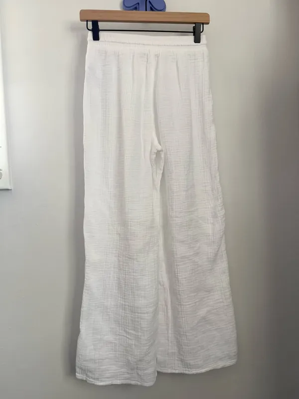 Abercrombie & Fitch XS Short White Cotton Gauze Pants Wide Leg Beach Resort - Image 2