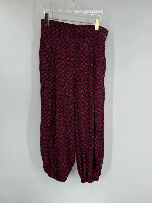 Anthropologie Harem Pants Red‎ and Navy Blue Women's Sz small - Image 4