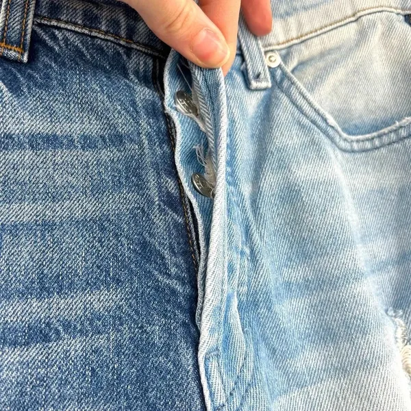 REVICE Two-Tone Yin Yang Distressed‎ Denim High Rise Straight Jeans Size 24 - Image 5