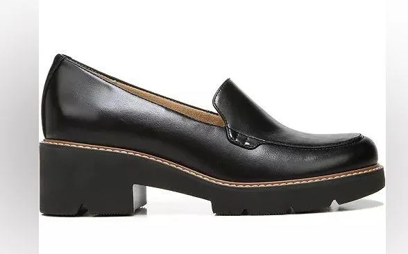 Naturalizer Cabaret Lug Sole Loafers Black Faux Leather 8 - Image 13