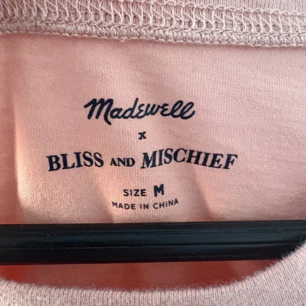 Madewell x Bliss and Mischief Woman of the Hour blush pink cropped tee medium - Image 4