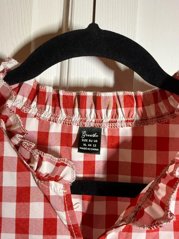 Red & White Gingham Top Size XL - Image 2
