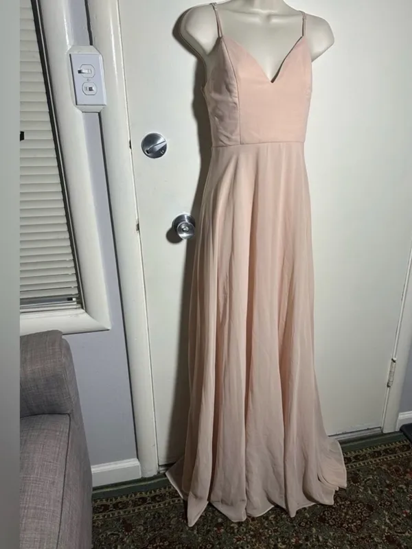 Lulu's Blush Spaghetti Strap V-Neck Maxi Dress - Image 3