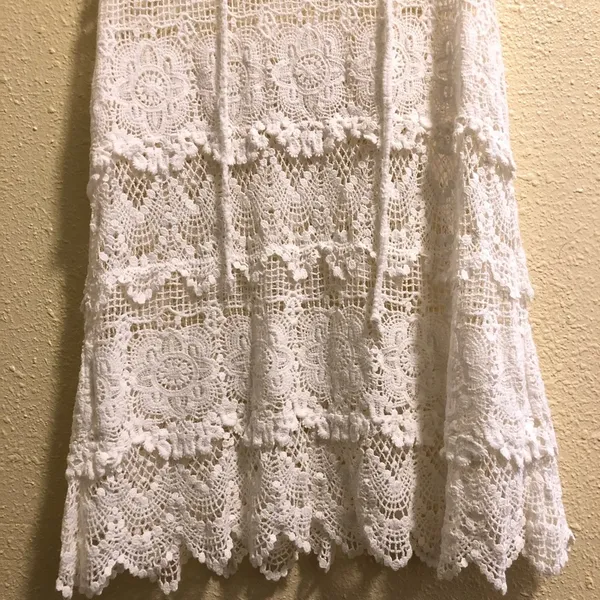 Boho Gypsy Beach Swim Cover Up White S - Image 5