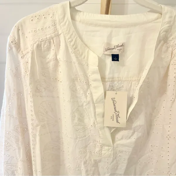 Women's Long Sleeve Popover Blouse‎ - Universal Thread™ Cream L - Image 2