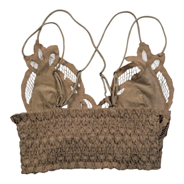 Free People Adella Bralette Womens XS Nude Tan Boho Lace Crochet Festival New - Image 2