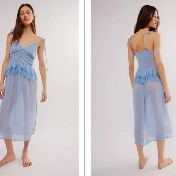 NWT Free People Intimately FP x Revolve Kiki Slip in Chambray‎ size medium - Image 2