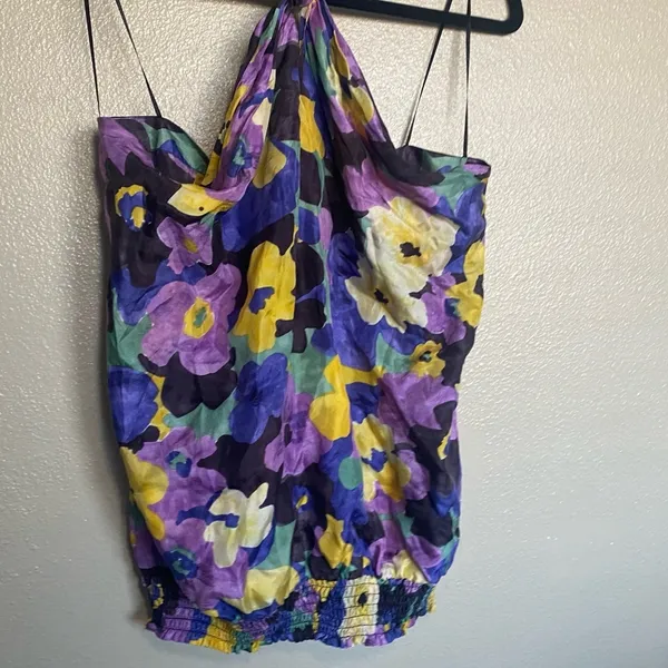 fairy y2k whimsical office Floral Halter 100% Silk size :‎ Medium - Image 6