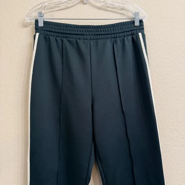 Maeve‎ Anthropologie Pull-On Track Pants-Small Dark Green Crochet Quiet Luxury - Image 3