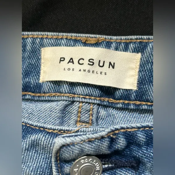 PacSun Black Rose Embroidered Distressed Women's Mom Denim Jeans SZ 29 Brand New - Image 9