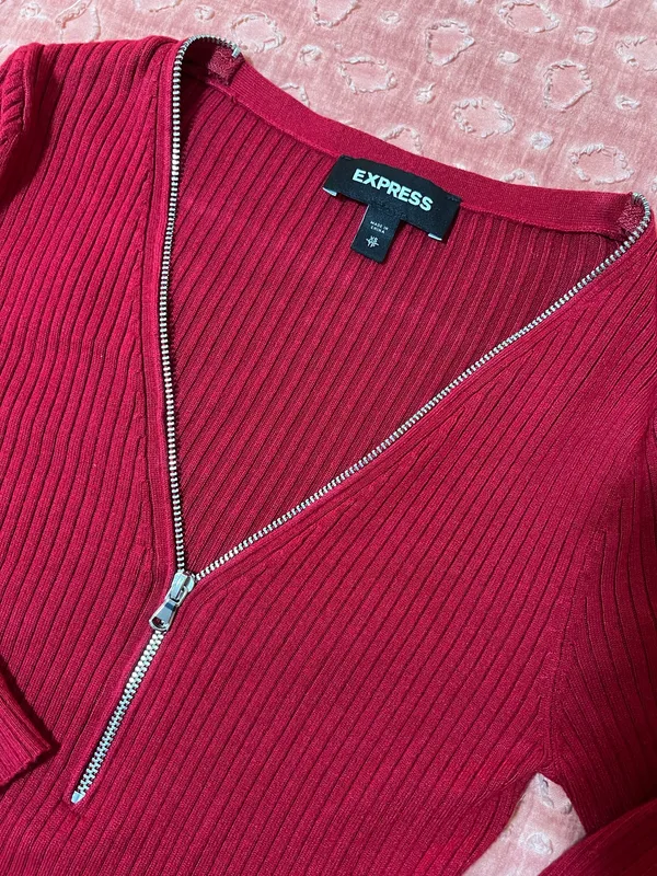 EXPRESS Red Zip Sweater  - Image 2
