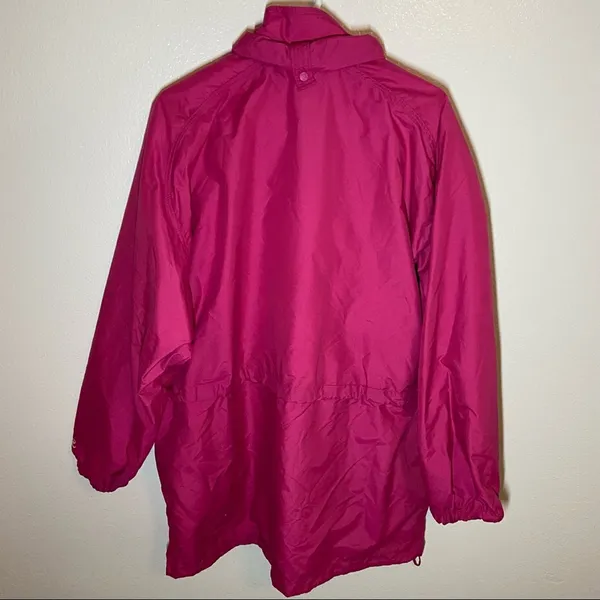 Vintage Roffe Powder Ridge Ski Jacket Windbreaker Hidden Hood 80s Pockets Pink M - Image 4