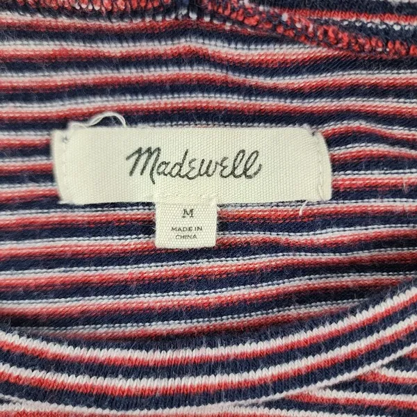 Madewell Long Sleeve Bodysuit Top Crewneck Striped Red Navy White Size M - Image 2