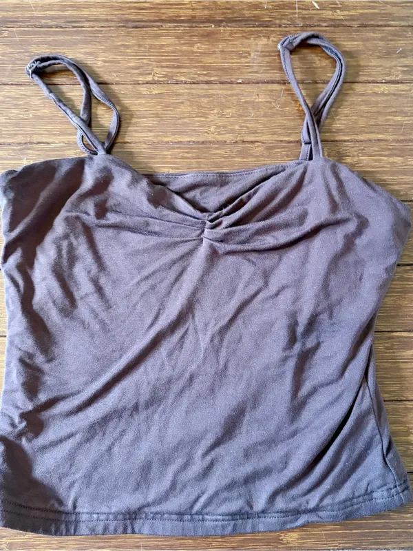 ForeFair Women Y2K Sweetheart Neck Sleeveless Crop Tank Tops size XS Brown - Image 2