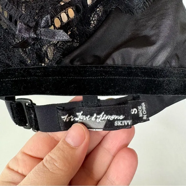 For Love and Lemons Skivvy Collection‎ Black Bralette Size Small - Image 3