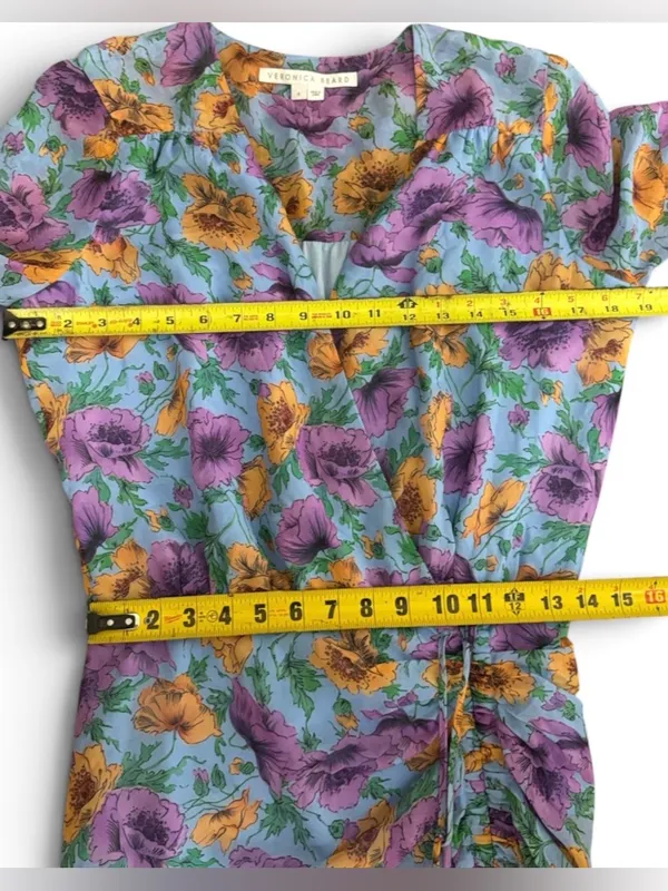 VERONICA BEARD 100% Silk Sean Floral-Printed Ruched Dress | Size 6🌸 - Image 16