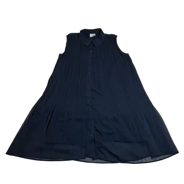 Joie Sleeveless Pleat Mini Button Up Shirt Dress Size L Casual Preppy Classic - Image 2