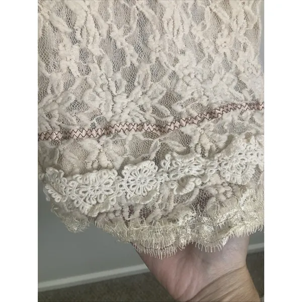 Gimmicks by BKE Y2K Buckle Womens Top Sheer Lace Front Back Beaded Embroider Size L - Image 6