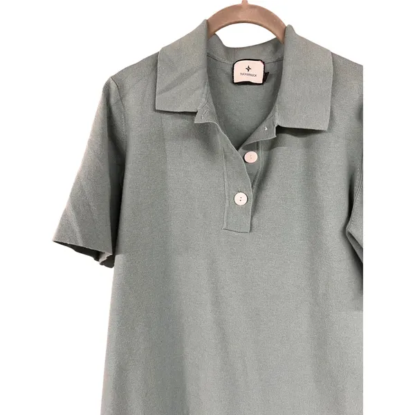 Tuckernuck Channing Polo Midi Dress Sage Green Knit Short Sleeve XS - Image 6