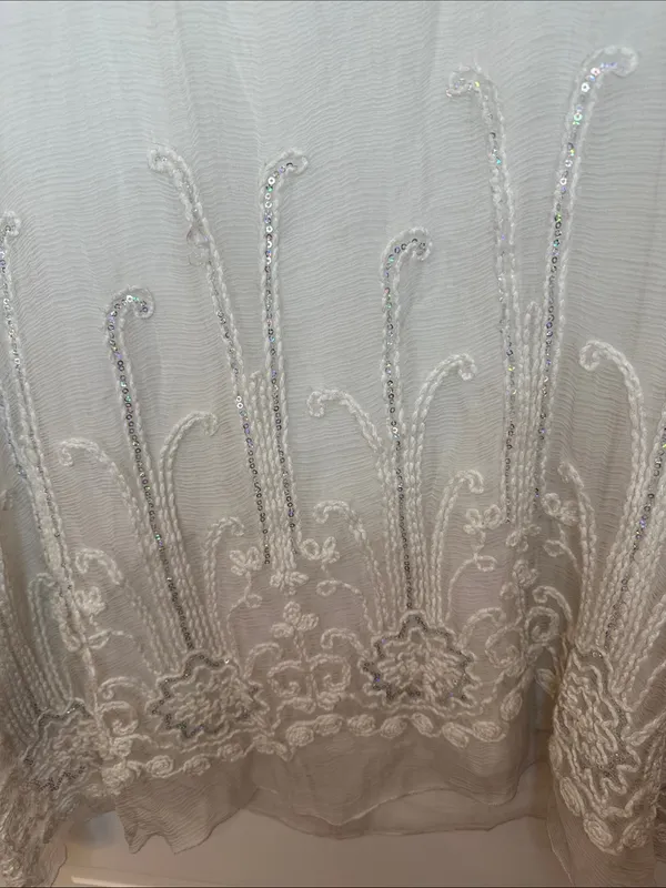 Soft Surroundings Cream Sequin Embroidered Sleeveless Silk Tunic size‎ MP EUC - Image 3