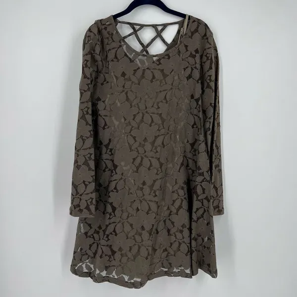 Altar’d State Lace Overlay Olive Green Dress medium‎ - Image 7