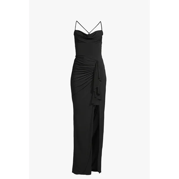 Saks Fifth Avenue Katie May Womens Full Length Event Evening Dress Slit Black Open Back Maxi Small - Image 3