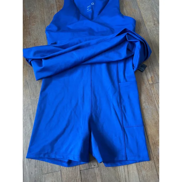 GapFit Blue Athletic Dress XS Sleeveless Built In Shorts Tennis Golf Shelf Bra - Image 3