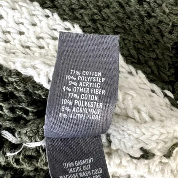Aerie Green & White Striped Off Shoulder Knit Sweater Medium Cozy Boho Coastal - Image 6