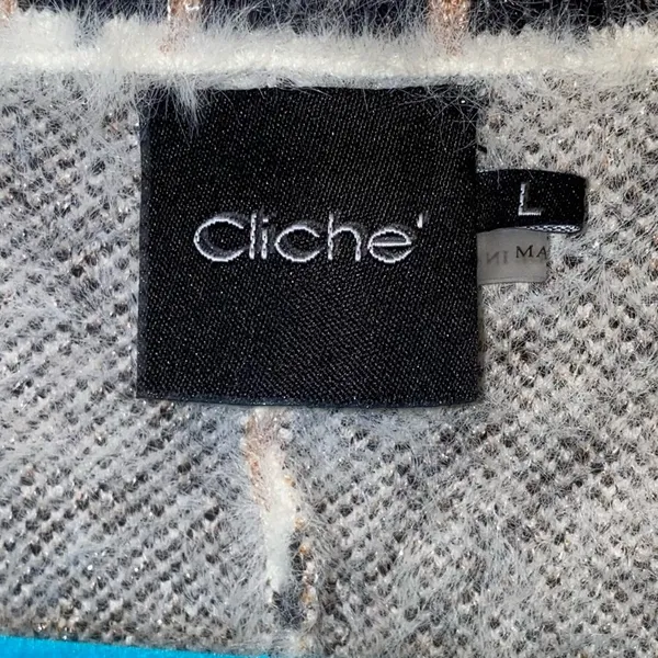 Cliche Plaid Cozy Cardigan Jacket Cream Beige Black Long Open Front Size Large‎ - Image 6