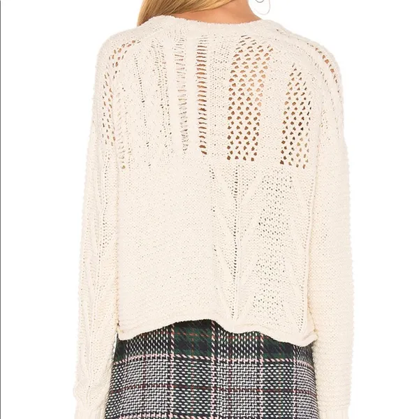 Endless Rose Ecru Chunky Open Knit Cotton Sweater Pullover NWT Large - Image 4