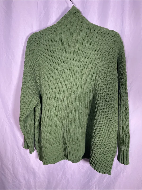 Aerie Womens Green Knit Turtleneck Sweater Oversized Small - Image 5