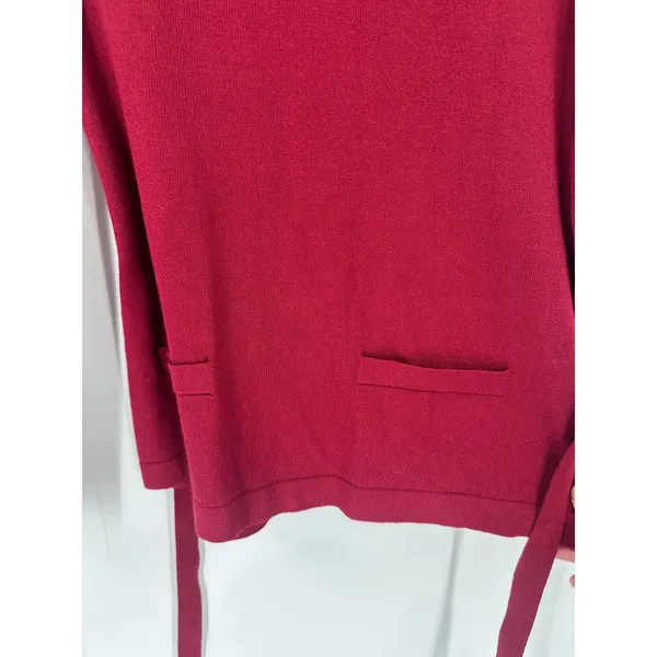 Y2K‎ Ann Taylor LOFT Red Boat Neck Long Sleeve Sweater Top Size M Rayon Nylon - Image 6