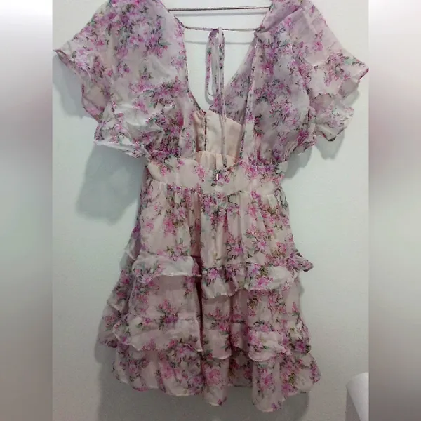 Storia Floral Pink and White Dress - Image 4